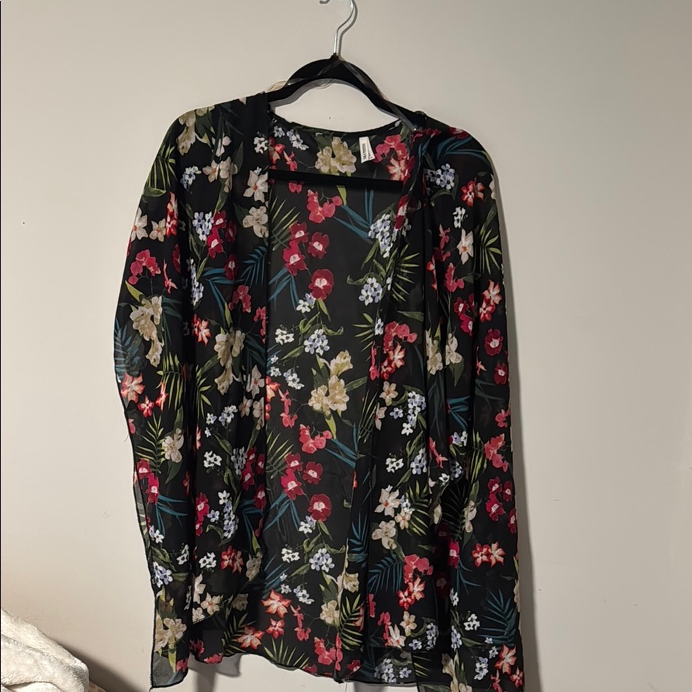 Live 4 Truth Black Ruffled short kimono with Relaxed Fit